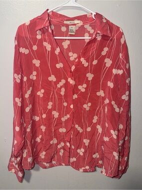 Merona Coral Pink Button-Up Blouse 2 XL